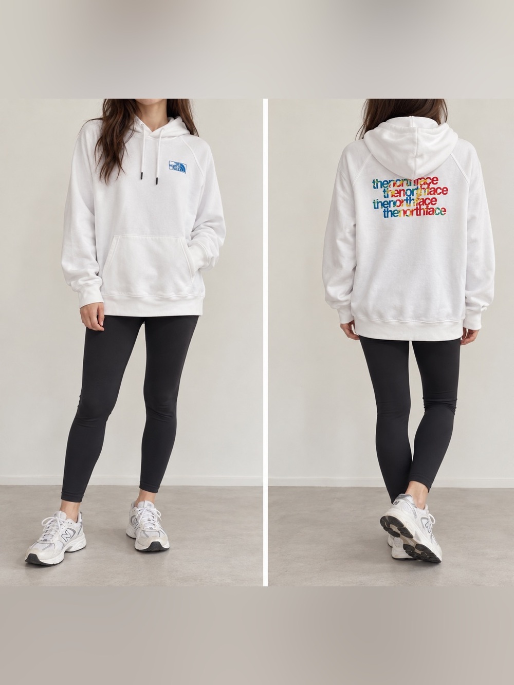 The North Face White Hoodie with Blue Logo